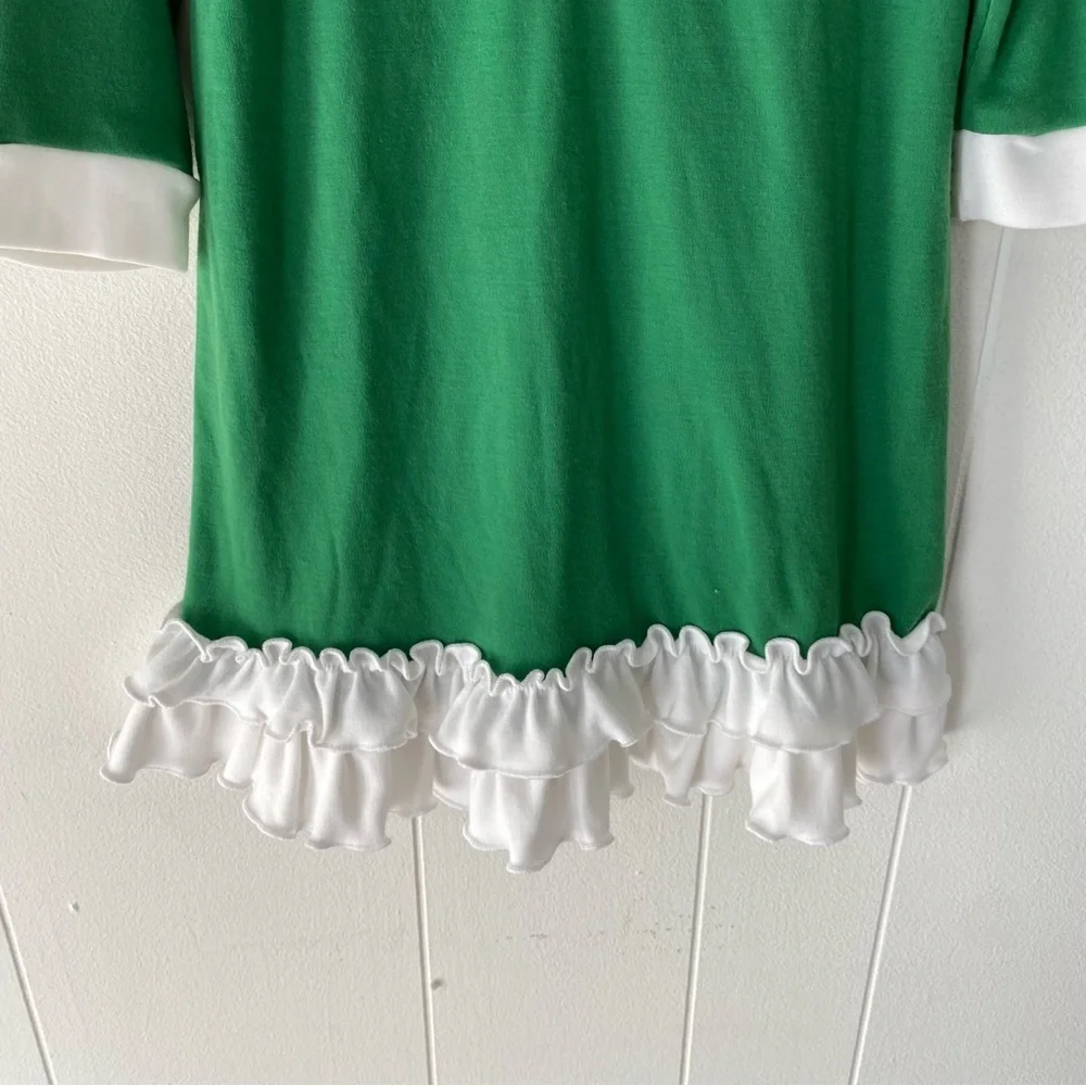 Hanna Andersson Misa Nick Holiday Pajama Dress Girls Sz 100 US 4 Green White Elf